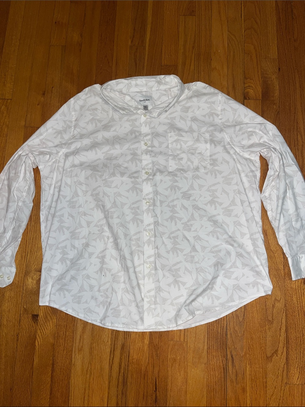 Goodfellow & Co White Patterned Long-Sleeve Button-Down Shirt